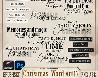 Christmas Inspirational Word Art Digital PNG Clipart| Procreate Brush| Photoshop Brush ABR| Printable Quotes, Stamp, Sticker, Overlay| wa15