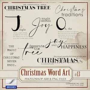 Christmas Word Art Digital PNG Clipart, Art Journal Imprimível Citações inspiradoras, Etiquetas, Palavras, Sobreposição, Carimbo, Photoshop Brush ABR, wa13