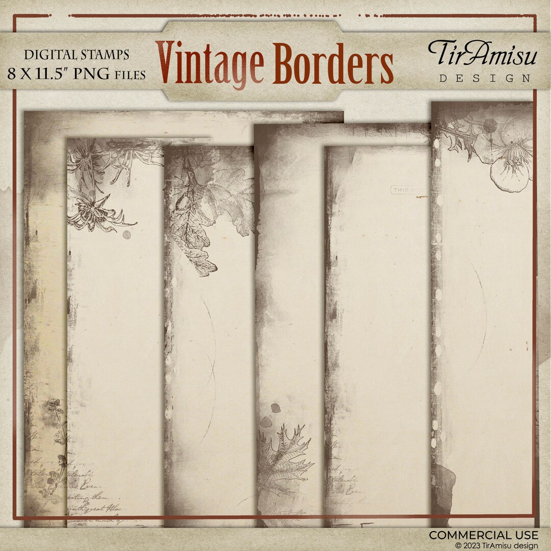 Vintage Autumn Frames Digital PNG Stamp, Distressed Fall Borders ...