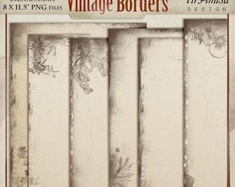 Vintage Autumn Frames Digital PNG Stamp, Distressed Fall Borders  Overlay, Floral Cipart, Junk Journal Printable Frame, DB5