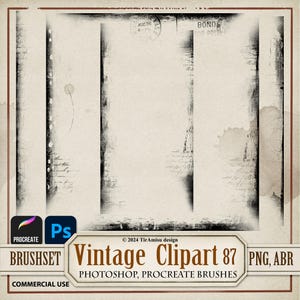 Vintage Borders Digital Clipart PNG| Bordas Desgastadas Photoshop Brush ABR| Procreate Brushset| Adesivo, Carimbo Imprimível, Sobreposição| BR 87