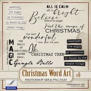 Arte de palavra inspiradora de Natal PNG clipart digital | Conjunto de pincéis Procreate | Pincel Photoshop ABR | Transferência imprimível, carimbo, etiqueta, sobreposição | wa6