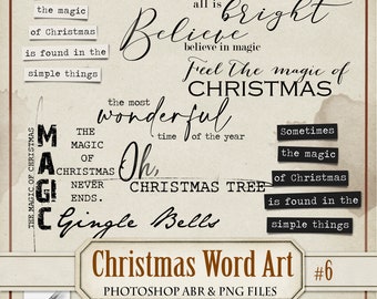 Christmas Inspirational Word Art Digital PNG Clipart| Procreate Brushset| Photoshop Brush ABR| Printable Transfer, Stamp, Label, Overlay|wa6