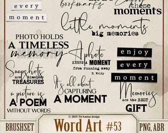 Inspirational Word Art Digital Clipart PNG| Brush & Stamp Pack for Procreate and Photoshop| Junk Journal Text Quote, Card Making Label| wa53