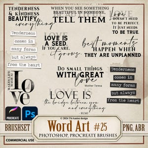 Arte de palavra de amor romântico PNG clipart digital| Conjunto de pincéis Procreate, carimbo| Pincel Photoshop ABR| Sobreposição de sentimentos imprimíveis de casamento, citação|wa25