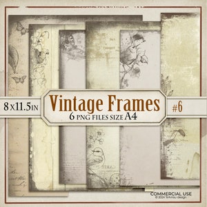 Ostern Vintage digitale Distressed Frames PNG Clipart, Frühling Borders, Rahmenüberlagerung, Digtal Stamp, Junk Journal, DB6