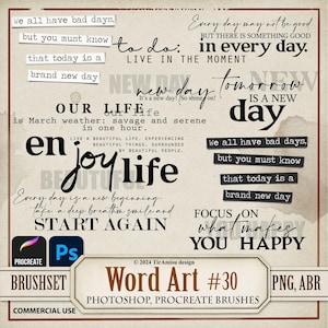 Inspirerende WordArt digitale png-clipart| Voortplantingspenselen| Photoshop-penseel ABR| Dagboekwoorden, sticker, overlay, stempel, citaten| wa30
