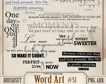 Memories Inspirational Word Art Digital Clipart & Brush Pack | PNG, ABR, Brushset | Printable Stamp | Journaling Text Quotes, Label | WA 51