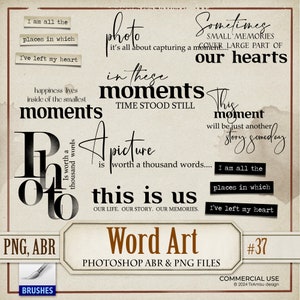 Ricordi Inspirational Art Journal Words Digital PNG Clipart, Photoshop Brush ABR, Word Art Overlay, Timbro di testo stampabile, Etichetta citazioni, 37