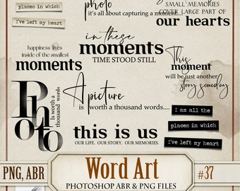 Memories Inspirational Art Journal Words Digital PNG Clipart, Photoshop Brush ABR, Word Art Overlay, Printable Text Stamp, Quotes Label, 37