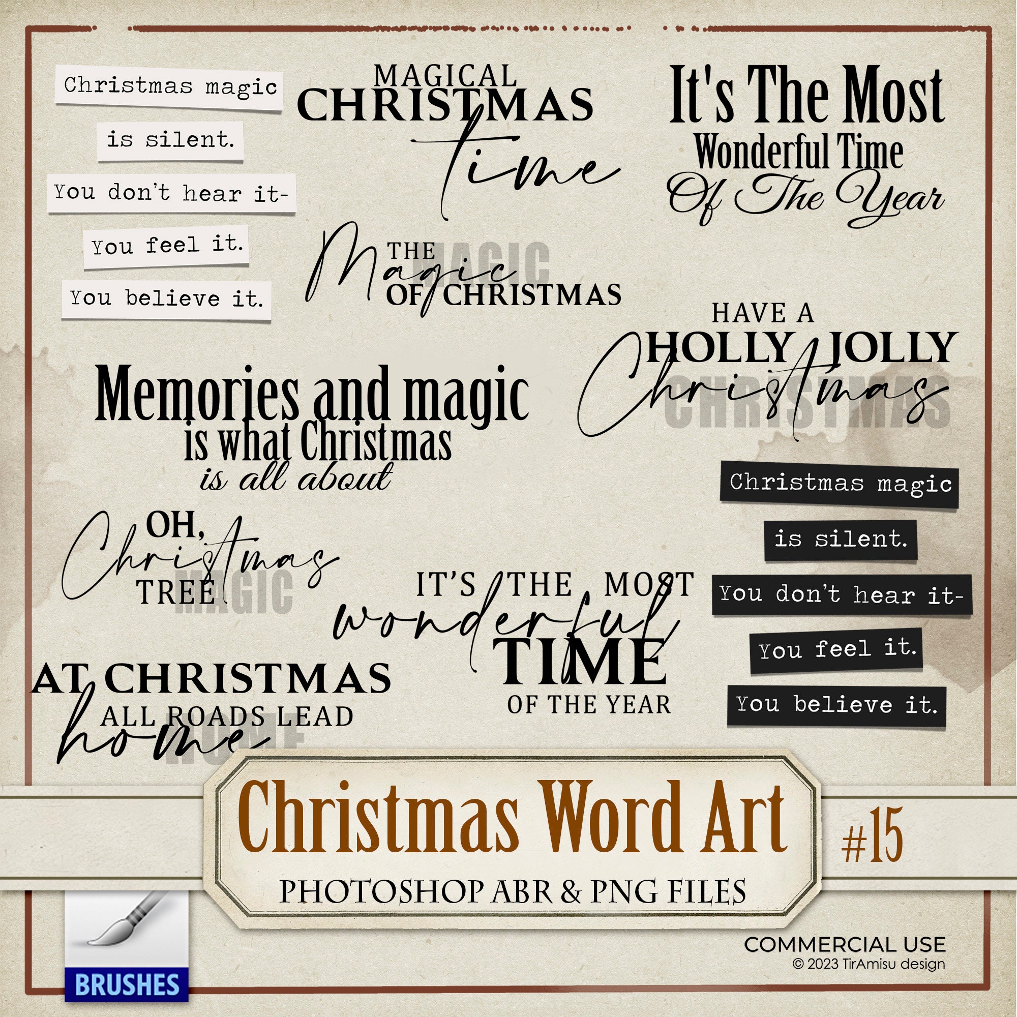 Christmas Word Art Digital PNG Clipart, Art Journal Printable ...