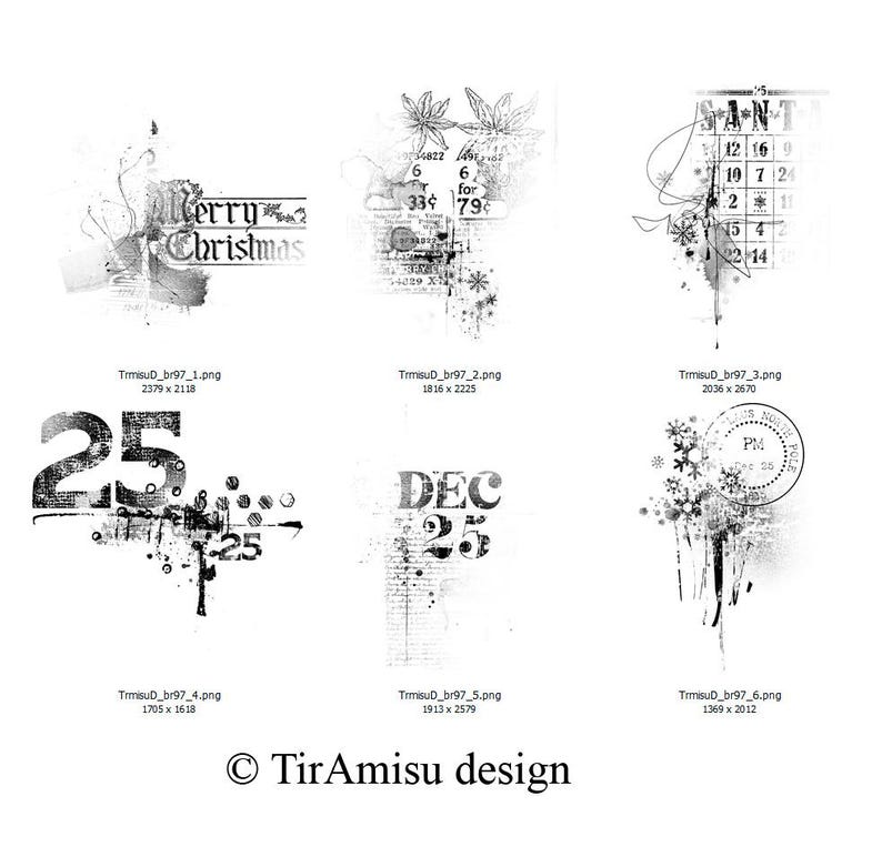 Vintage Christmas Digital Clipart & Brush Pack| PNG, Procreate Stamp ...