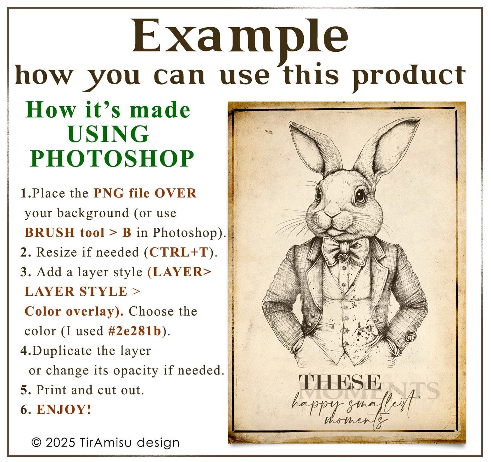 Vintage Rabbit Digital Clipart PNG| Photoshop Brush ABR| Procreate ...
