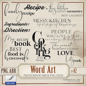 Cooking Art Journal Palavras Clipart Digital PNG| Livro de Receitas Photoshop, Procreate Brush ABR| Word Art, Carimbo Imprimível, Sobreposição, Adesivo, 42