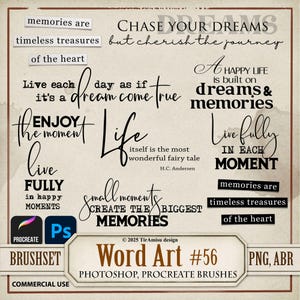 Inspirational Word Art Digital PNG Clipart| Procreate Stamp Brush| Photoshop Brush ABR| Printable Journaling Sticker, Overlay, Quote|wa56