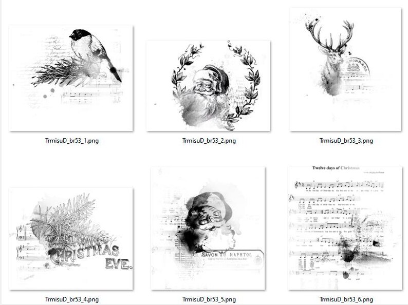 Vintage Christmas Digital Clipart & Brush Pack| PNG, Stamp Brushset for ...