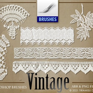 Vintage Lace Clipart, Vintage Lace Digital Stamps, Vintage Lace Photoshop Brushes, Junk Journal Lace Clipart, Transfer, PNG file, ABR, BR48