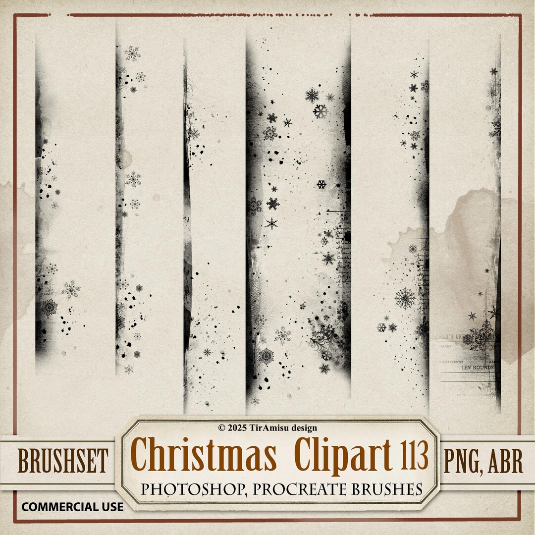 Christmas Digital Clipart & Brush | PNG, Brushset, ABR | Holiday ...