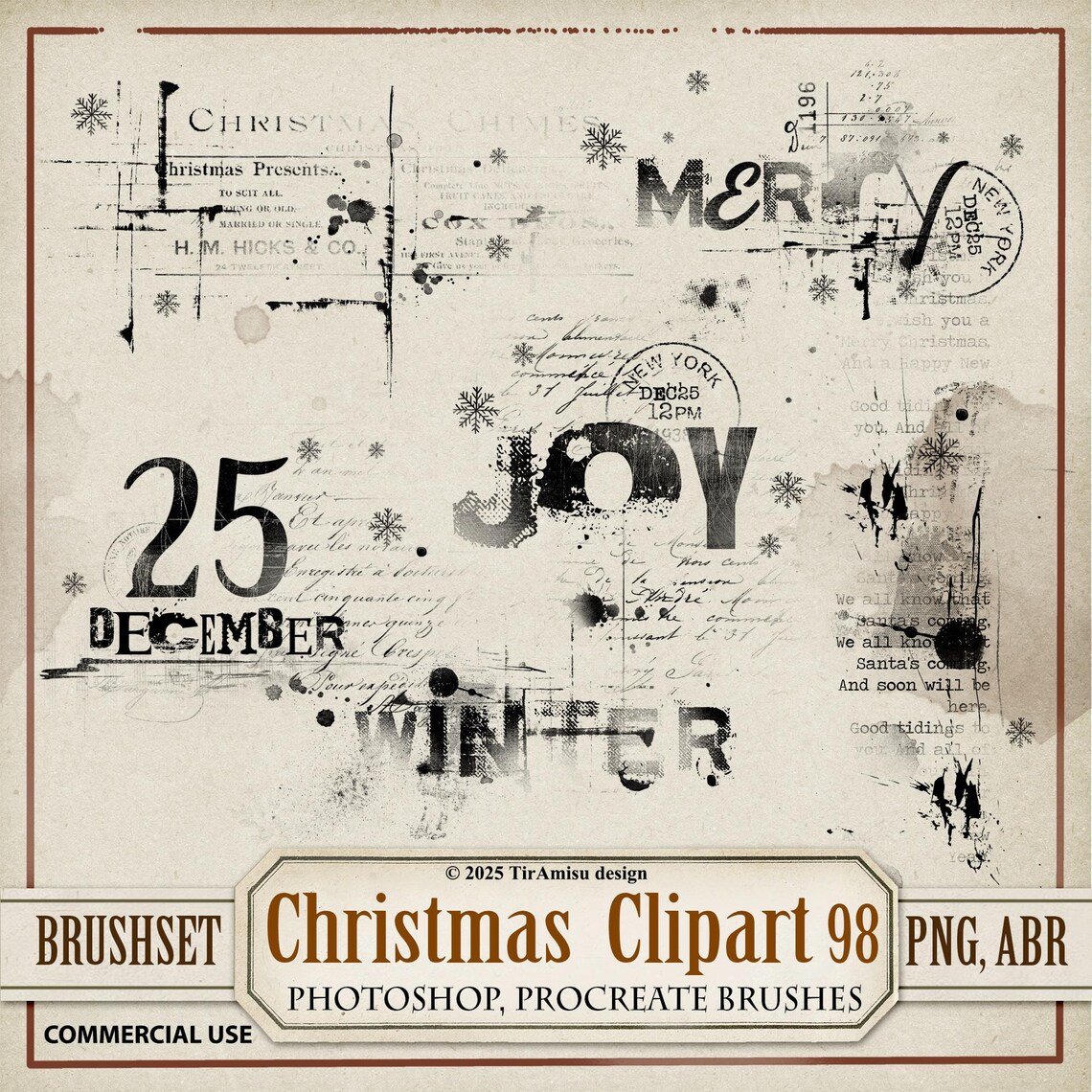 Christmas Digital Clipart & Brush Pack | PNG, Stamp Brushset for ...