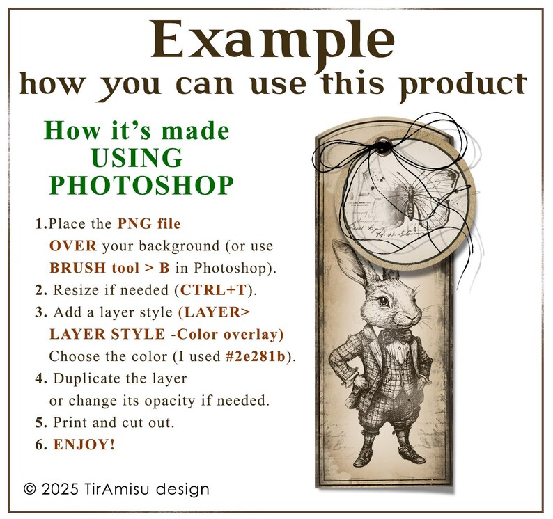 Vintage Rabbit Digital Clipart PNG| Photoshop Brush ABR| Procreate ...