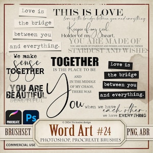 Romantico matrimonio Word Art Digital PNG Clipart/ Procreate Brush Stamp/ Photoshop Brush ABR/ Amore stampabile Sentimenti Overlay, Citazione/wa24