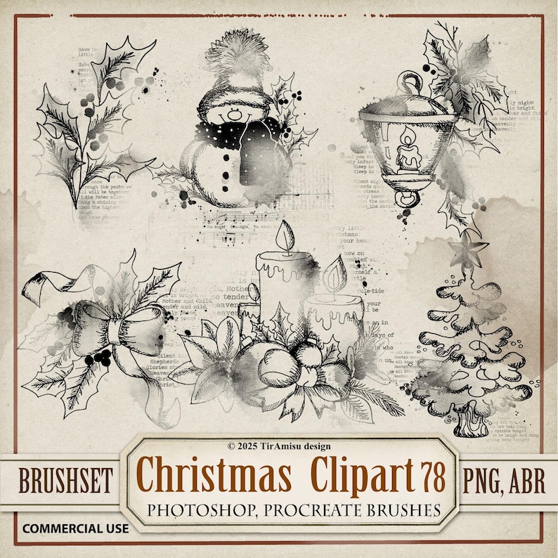 Christmas Digital Clipart & Brush Pack| PNG, Stamp Brushset for ...