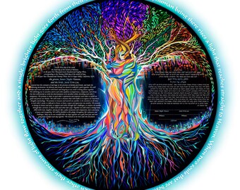 Nava Shoham ~ Tree of Life Embrace ~ ketubah  ~ 1800ketubah.com