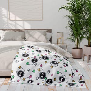Soot Sprite Fleece Blanket. Studio Ghibli. Anime. Ghibli. Blanket. Cozy Throw. Soft Plush Bedding, Cute Home Decor, Warm Winter Gift, Kawaii image 4