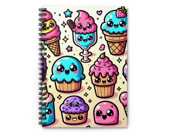 Anime Dessert Spiral Notebook. Ruled Line. Anime. Cute. Kawaii