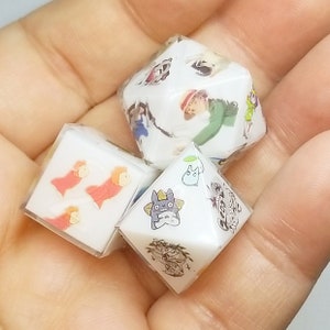 Studio Ghibli Dice Set. DnD. D6. Dungeons & Dragons. Set. Anime. Polyhedral. RPG. Handmade, Resin, Game. Japan. Die. D20. Dice. Ghibli image 4