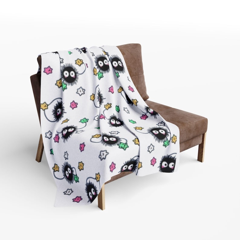 Soot Sprite Fleece Blanket. Studio Ghibli. Anime. Ghibli. Blanket. Cozy Throw. Soft Plush Bedding, Cute Home Decor, Warm Winter Gift, Kawaii image 2