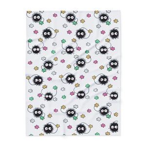Soot Sprite Fleece Blanket. Studio Ghibli. Anime. Ghibli. Blanket. Cozy Throw. Soft Plush Bedding, Cute Home Decor, Warm Winter Gift, Kawaii