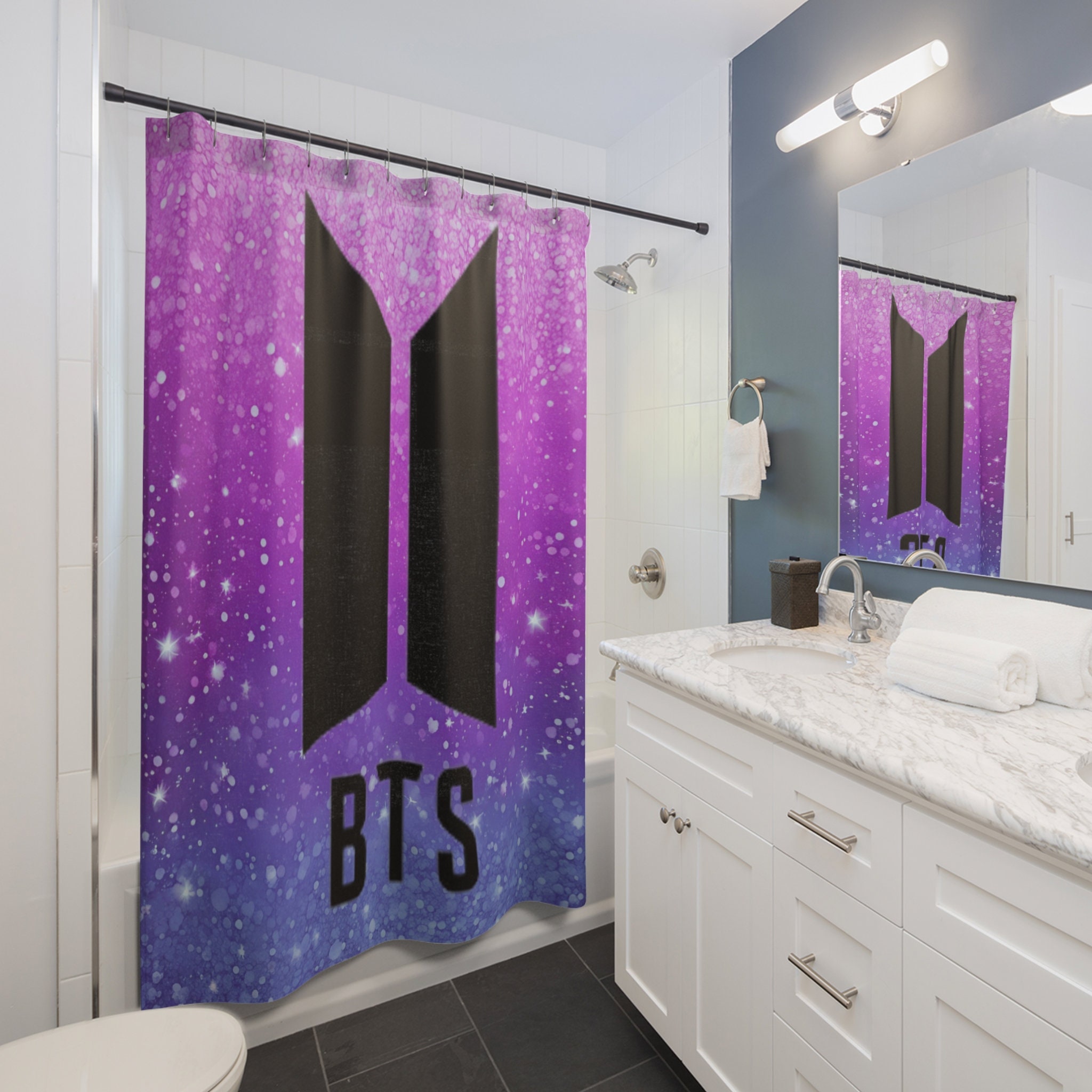 BTS Shower Curtain. BTS. BT21, Army, Purple, 7, Bathroom. Decor