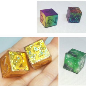 Holographic D6. Individual. Dice. Dungeons & Dragons. Holo. Polyhedral. RPG. DND. Resin, Game. D20. Metallic. Die