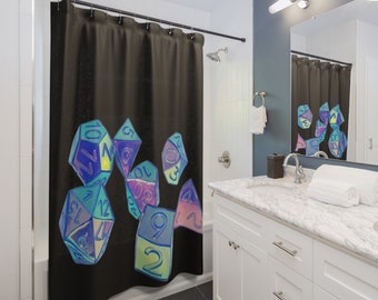 DnD Dice Shower Curtain. Dungeons and Dragons. D20. Shower. Bathroom. Decor. Home. Shower. 71" x 74"