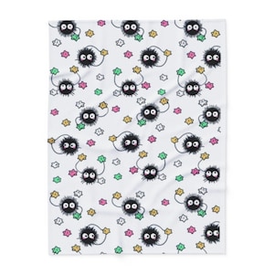 Soot Sprite Fleece Blanket. Studio Ghibli. Anime. Ghibli. Blanket. Cozy Throw. Soft Plush Bedding, Cute Home Decor, Warm Winter Gift, Kawaii image 1