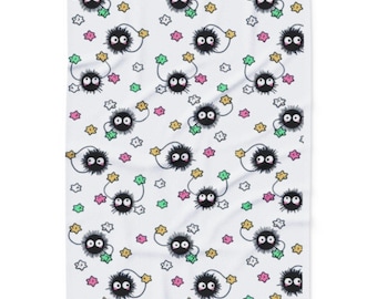 Couverture polaire Suie Sprite. Studio Ghibli. Anime. Ghibli. Couverture. Jeté douillet. Literie en peluche douce, décoration d'intérieur mignonne, cadeau d'hiver chaleureux, kawaii