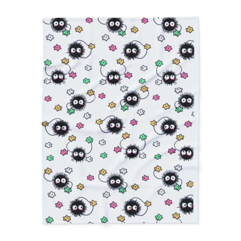 Soot Sprite Fleece Blanket. Studio Ghibli. Anime. Ghibli. Blanket. Cozy Throw. Soft Plush Bedding, Cute Home Decor, Warm Winter Gift, Kawaii image 1