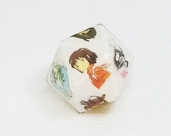 Spirited Away D20. DnD. Dungeons & Dragons. Anime. Haku. No Face. Chihiro. Polyhedral. RPG. Handmade, Resin, Game. Japan. Japanese. Discount