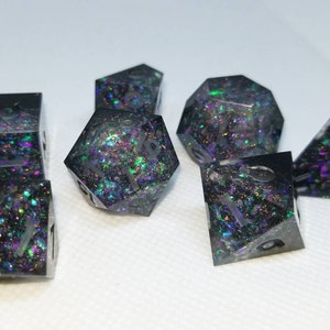 Galaxy Dice. 7 Dice Set. Galaxy. Space. Stars. DnD. Dungeons & Dragons. Orbit. Polyhedral. RPG. Handmade, Resin, Game, Fantasy
