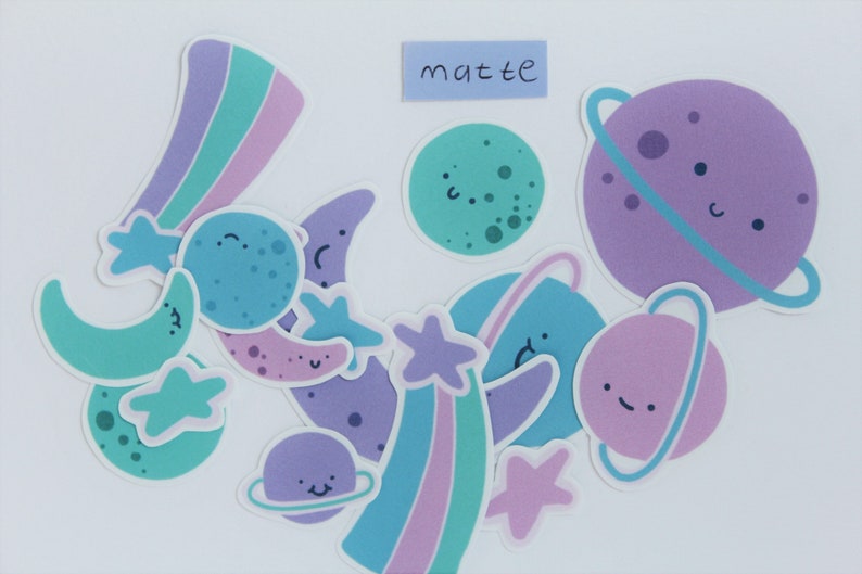 kawaii pastel galaxy planet sticker set cute planet stickers etsy