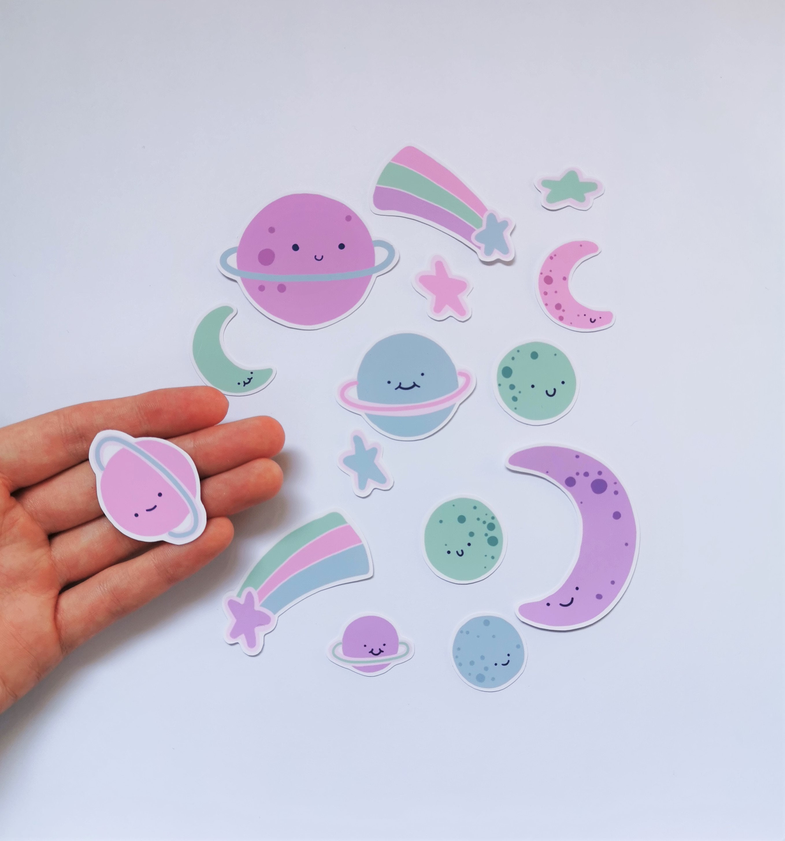 kawaii pastel galaxy planet sticker set cute planet