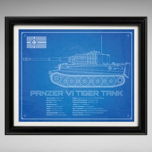 Panzer VI Tanque "Tigre" - Da Vinci o Ilustración de planos - 8x10 o 16x20 pulgadas