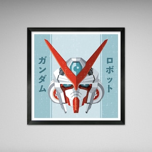 Ilustracja Gundam Red Astray w wersji zniszczonej – wydruk 12x12, 10x10 lub 8 x 8 cali