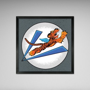 Insignesprint uit de Tweede Wereldoorlog - American Volunteer Group (Flying Tigers) - 8 x 8 of 10 x 10 inch