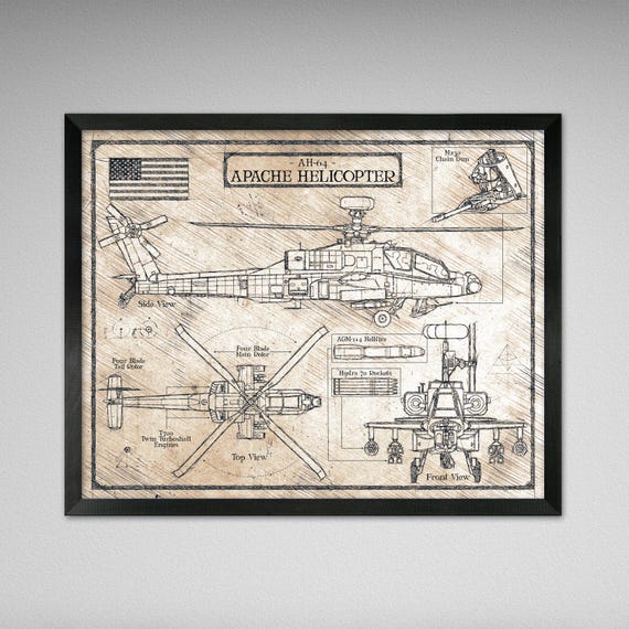 AH-64 Apache Attack Helicopter - Da Vinci or Blueprint