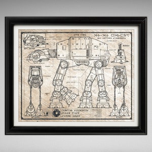 Star Wars AT-AT Imperial Walker - Da Vinci Illustration - 8x10 or 16x20 inches