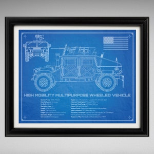 Humvee M1151 HMMWV Fahrzeug - Da Vinci oder Blueprint Illustration - 8x10 oder 16x20 Zoll