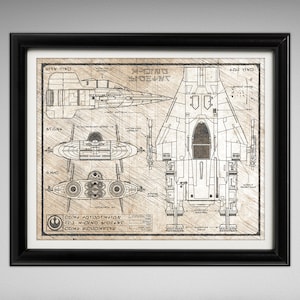 Star Wars A-Wing Fighter - Da Vinci Illustration - 8x10 or 16x20 inches