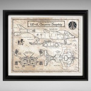 Aliens - UD-4L Cheyenne Dropship - DaVinci Style Print - 8x10 or 16x20 inches